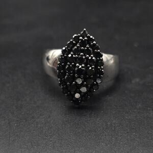 Sterling Silver Black Diamond Ring Size 9.75 925 ZEi